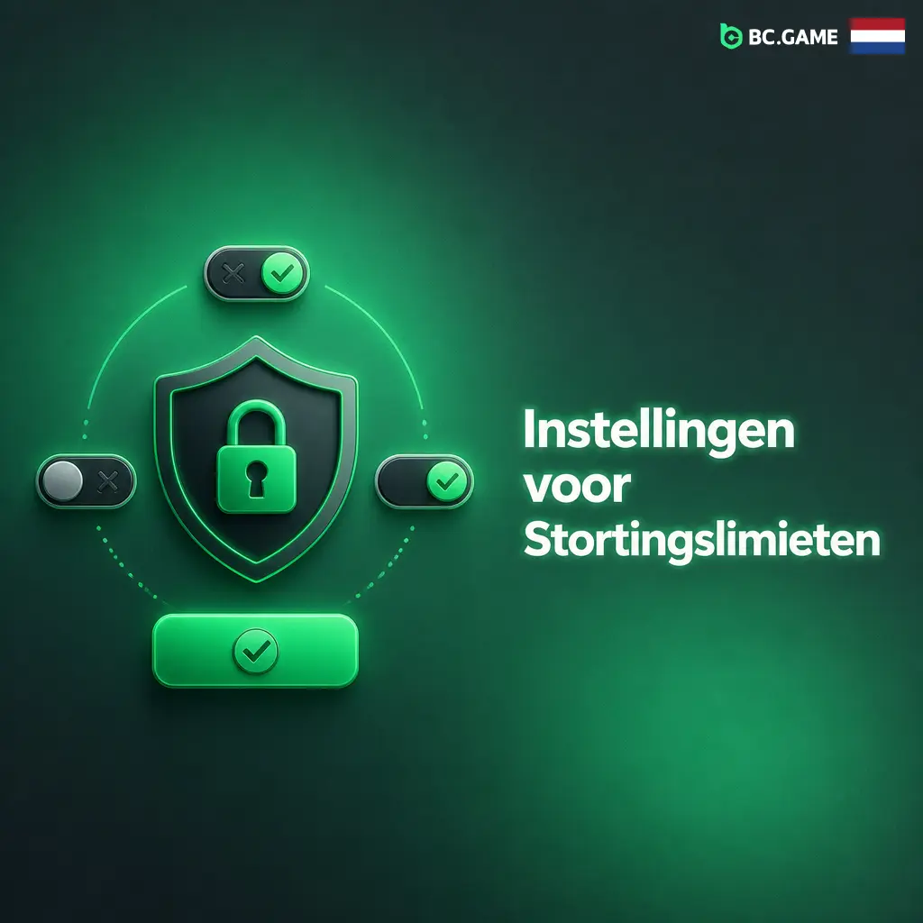 Schermafbeelding van BC Game-instellingen voor dagelijkse, wekelijkse en maandelijkse stortingslimieten en zelfuitsluiting.