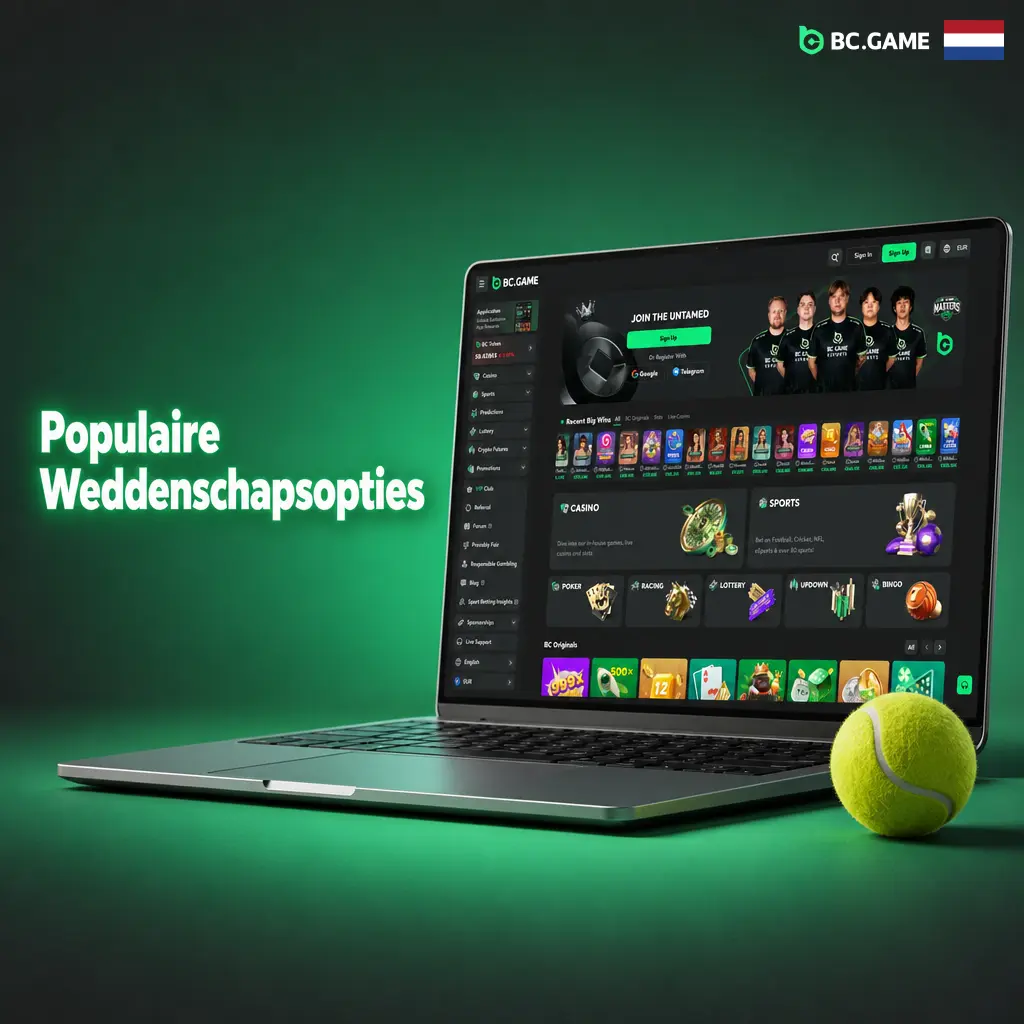 Overzicht van populaire weddenschapsopties bij BC Game: live wedden, gecombineerde weddenschappen en vaste odds vooraf.