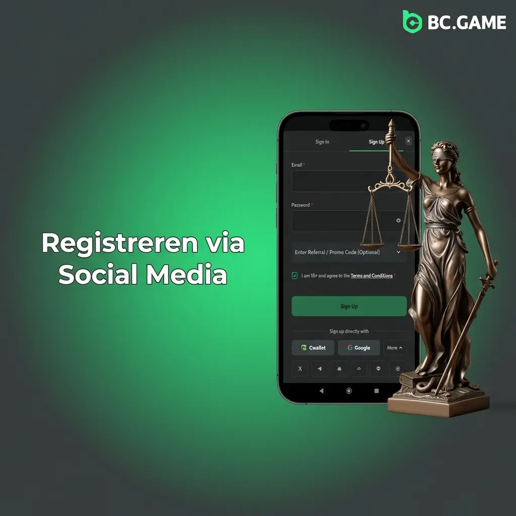 Snel registreren bij BC.Game via social media zoals Google, Telegram, Apple ID, Steam of een Web3-wallet.