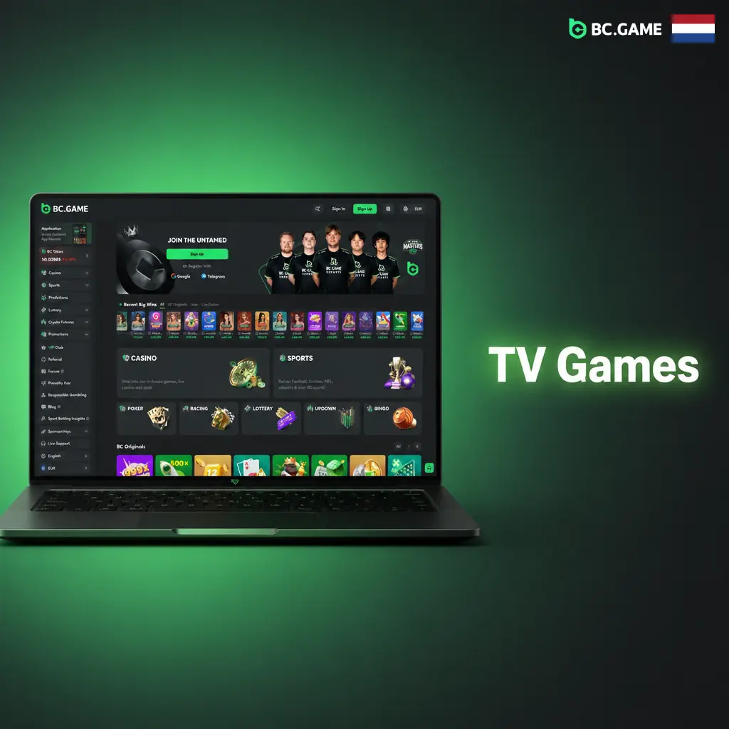 TV Games bij BC Game: live showformats met weddenschappen, o.a. Wheel of Fortune, Dream Catcher, Crazy Time en Lottery Shows.