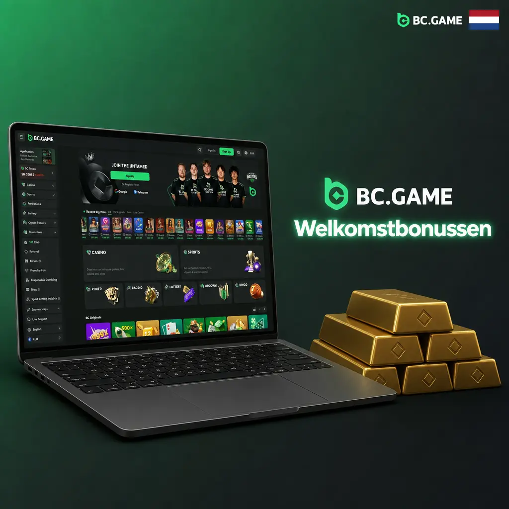 BC Game welkomstbonus tot 1080% verdeeld over vijf stortingen, plus 340% Rakeback via VIP-niveau