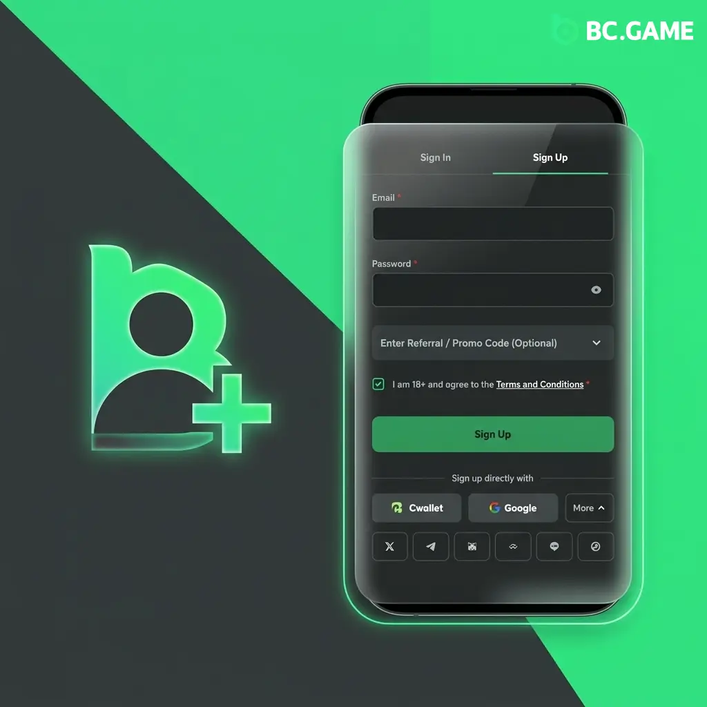 Stappenplan voor registratie en inloggen bij BC Game Nederland, inclusief verificatie en eerste storting.