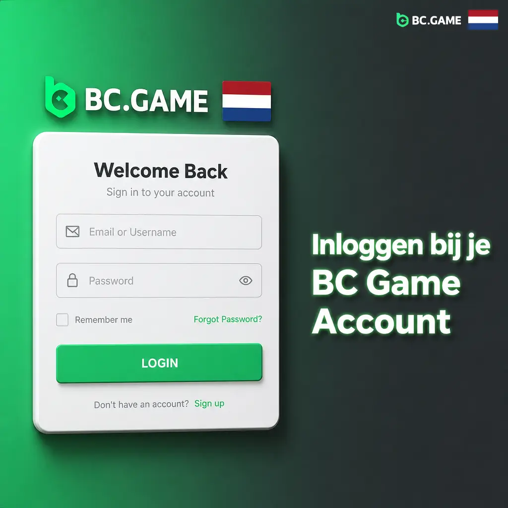 Inloggen bij je BC Game account via e-mail, telefoonnummer, Google of Facebook op de inlogpagina