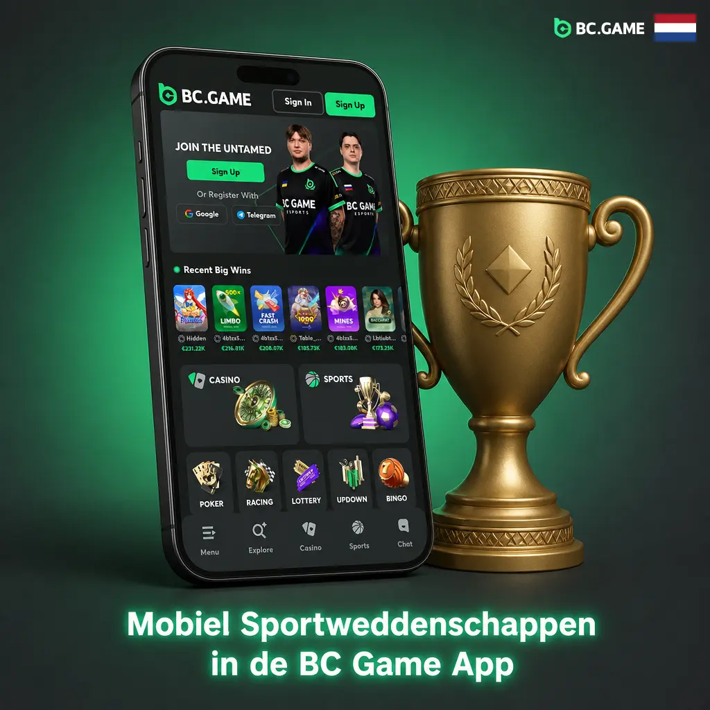 Mobiel sportweddenschappen plaatsen in de BC Game app met live odds, statistieken en streaming voor voetbal, tennis en e-sports.