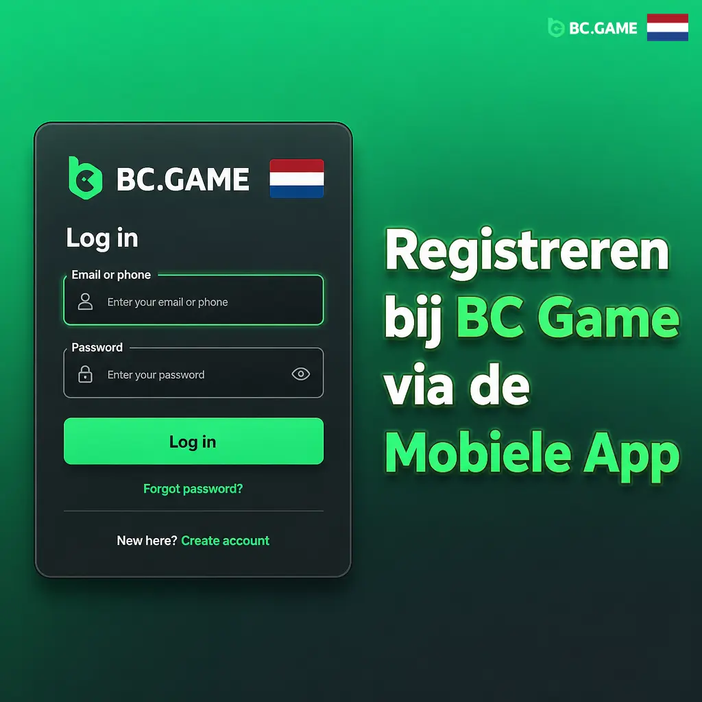 Registreren bij BC Game via de mobiele webapp op je smartphone, zonder appstore-installatie nodig
